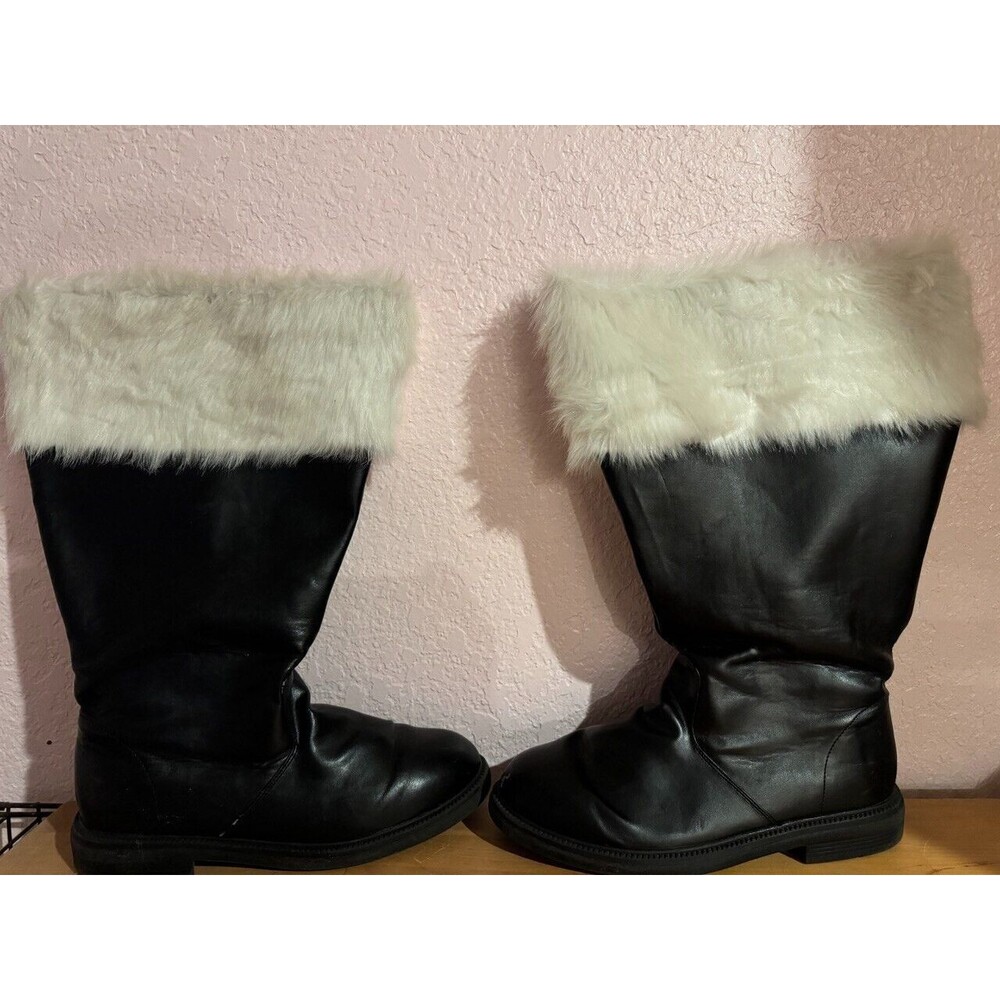 Pleaser Funtasma Christmas Mid Calf Fur Trim Cuff Santa Boots Adult Men L